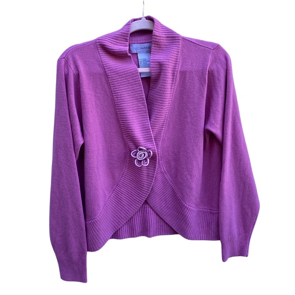 Sag Harbor Vintage Pink Cardigan w/ Flower Brooch Cozy Y2K Coquette Cottagecore - Picture 8 of 8